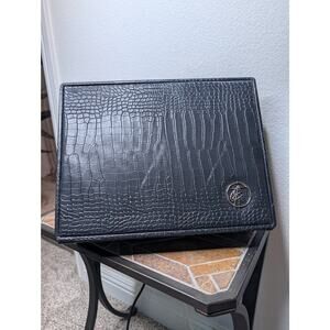 Tote&Carry Citadel Croc Luxury Briefcase Black Leather Chic